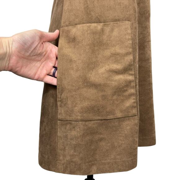 BCBGMaxazria Abbott Mocha Brown Faux Suede Cocktail Mini Shift Dress w POCKETS - Picture 8 of 13